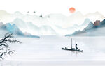 中式山水画          