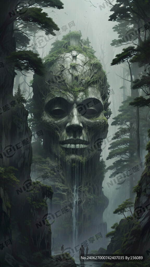 阴暗的森林 山体形成的头颅