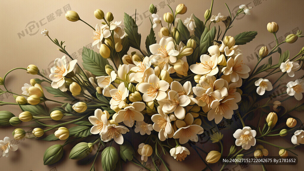 米黄色的香草花和豆荚