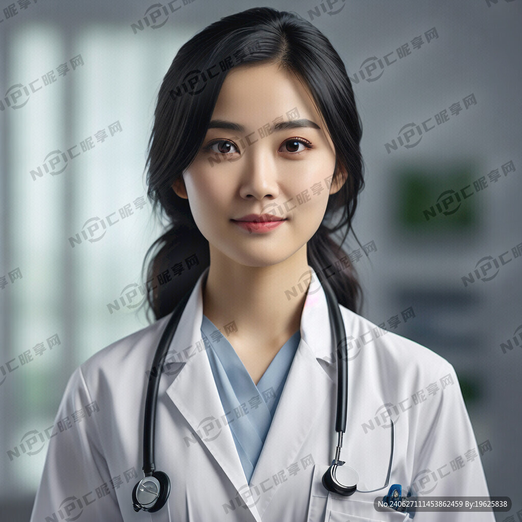 黑色头发 女医生 穿白大褂