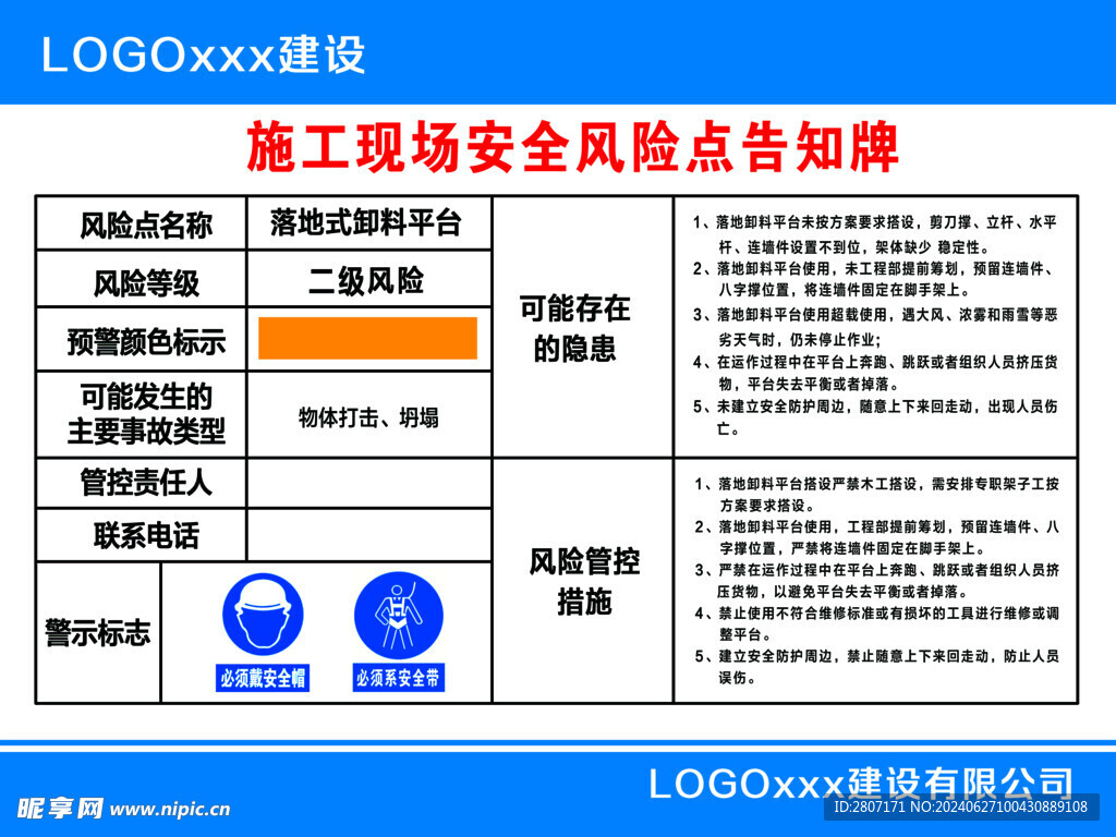 施工现场安全风险点告知牌