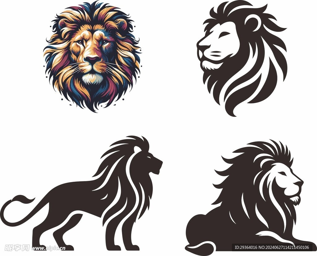 狮子剪影徽标