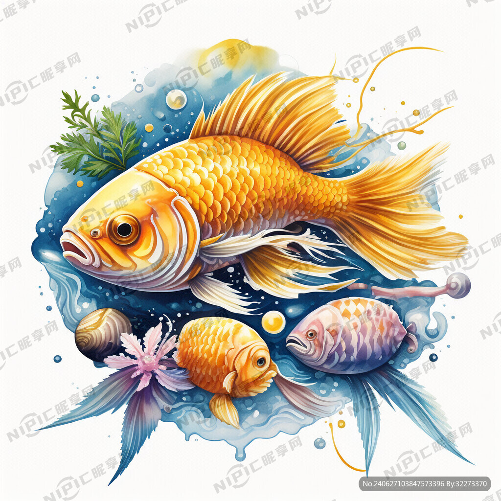 小黄鱼海鲜 彩绘 梦幻灵动