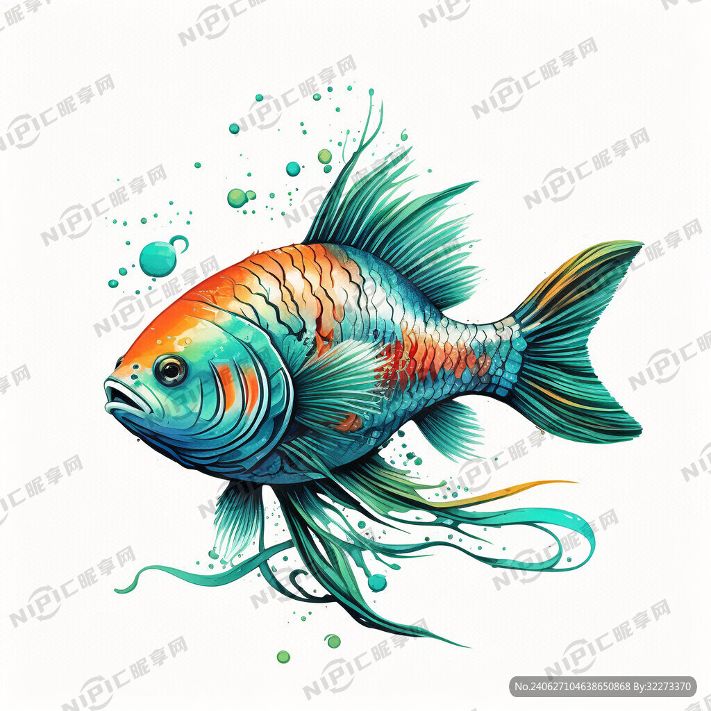海带鱼 长条形线条流畅 彩绘