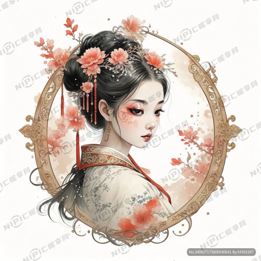 古风头像框水墨画