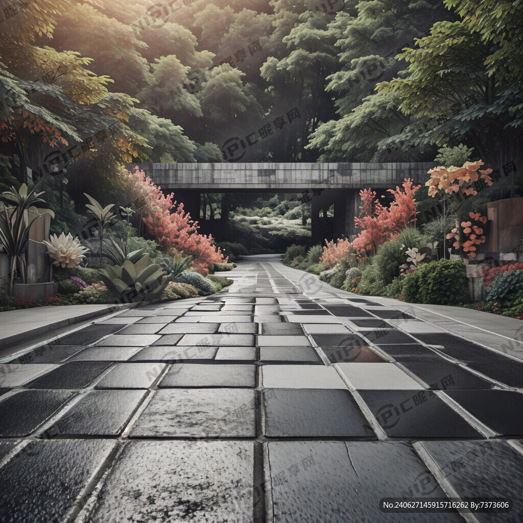 混凝土和花砖的路