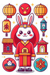 中秋元素兔子灯笼