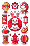红色兔子喜庆元素