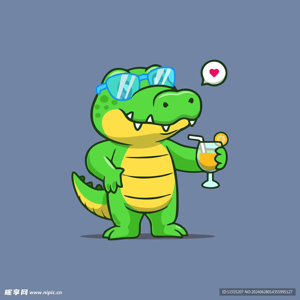 可爱鳄鱼矢量卡通插画