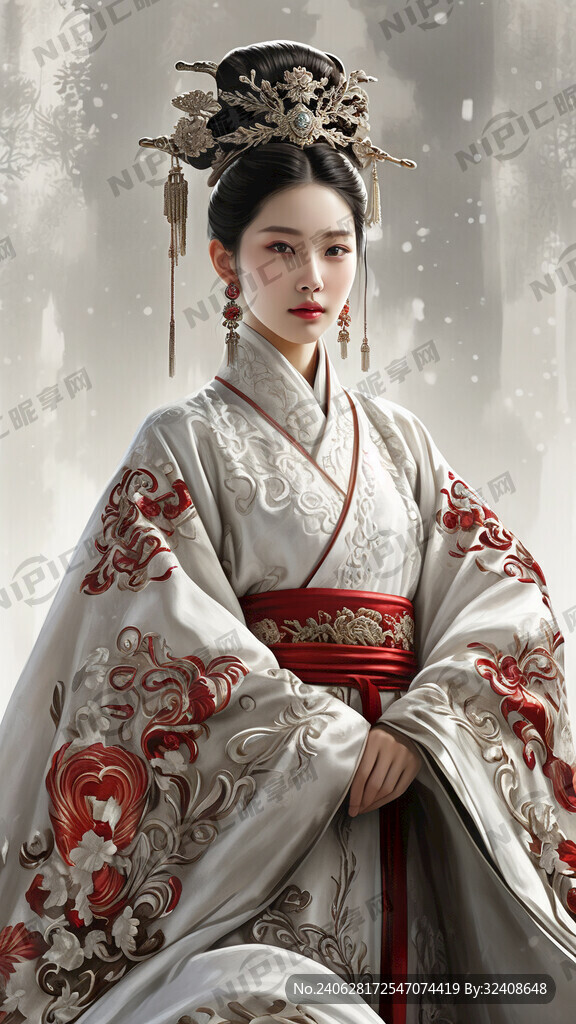 帝王 华服 女人 白色背景