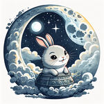 卡通 月兔 月球