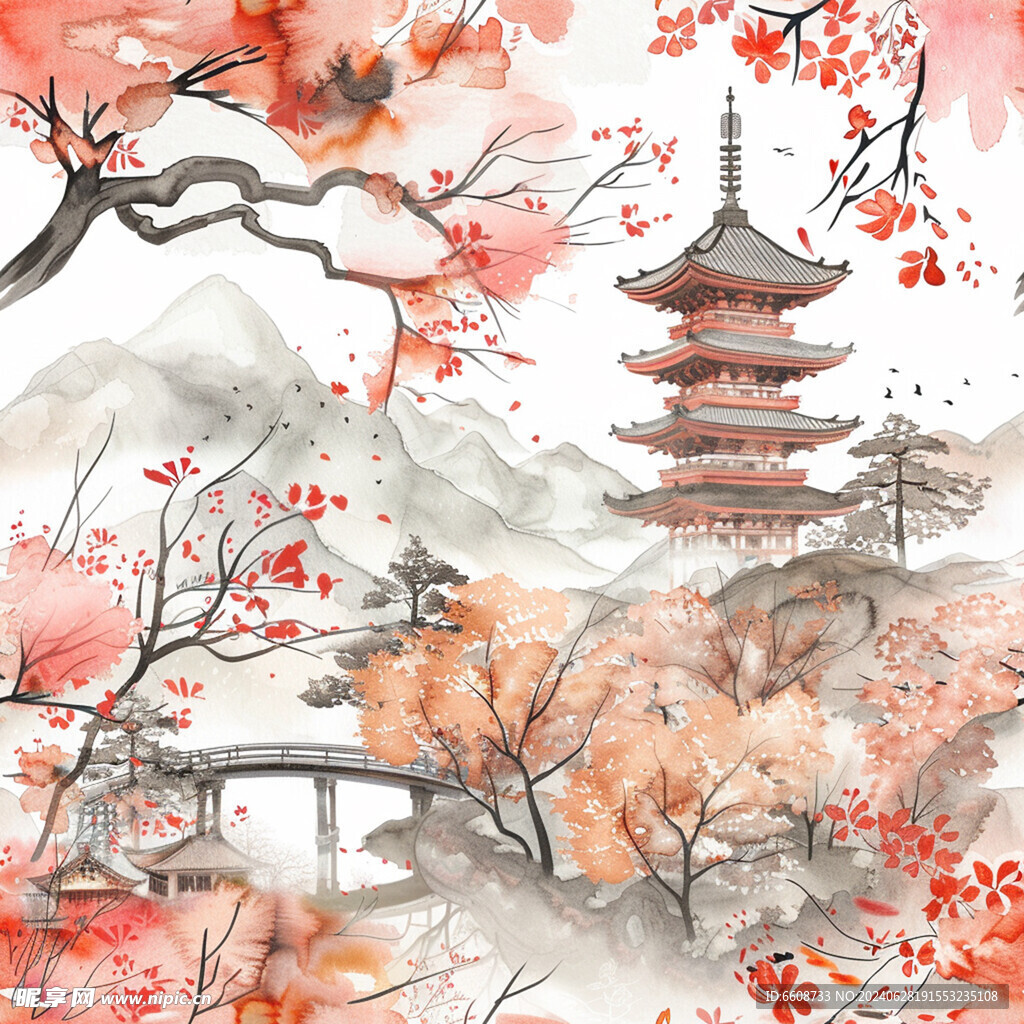 风景画日式风格背景