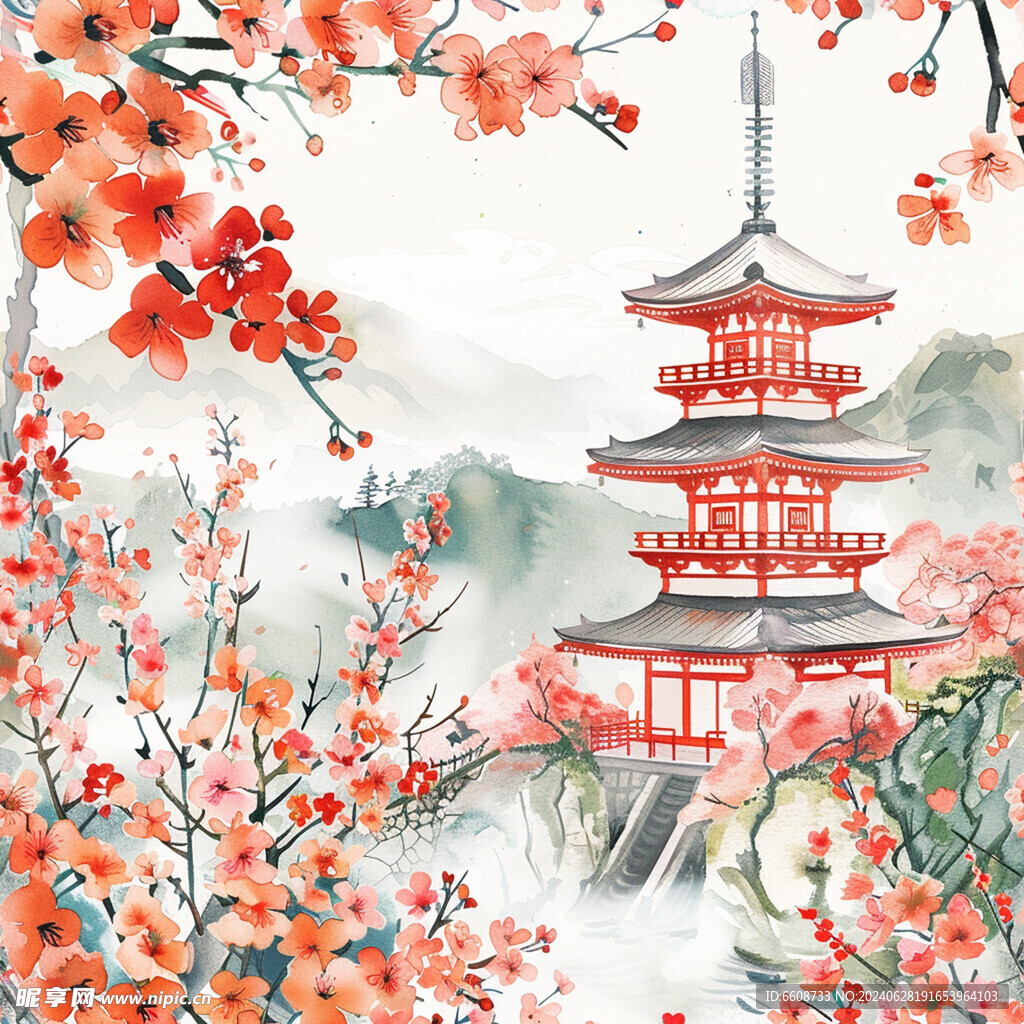 风景画日式风格背景