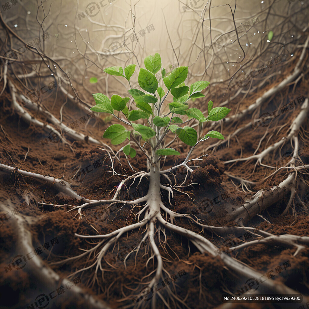 小嫩叶 土壤中根须交集爆根