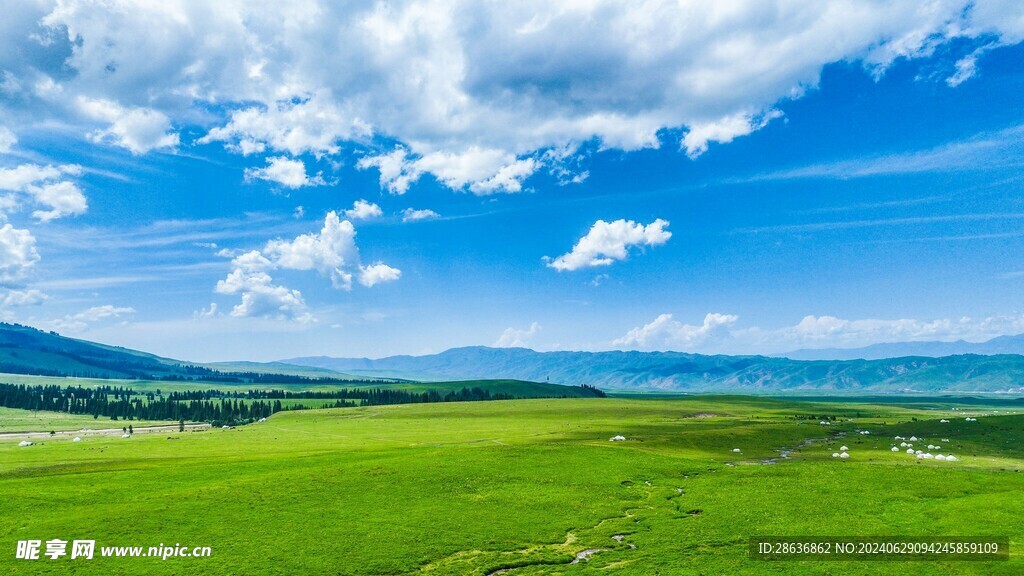 蓝天白云绿草地