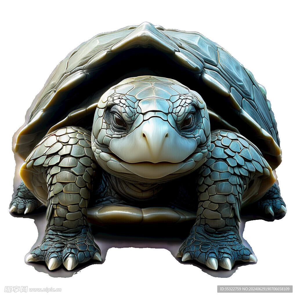 神话海龟神龟正视图透明背景