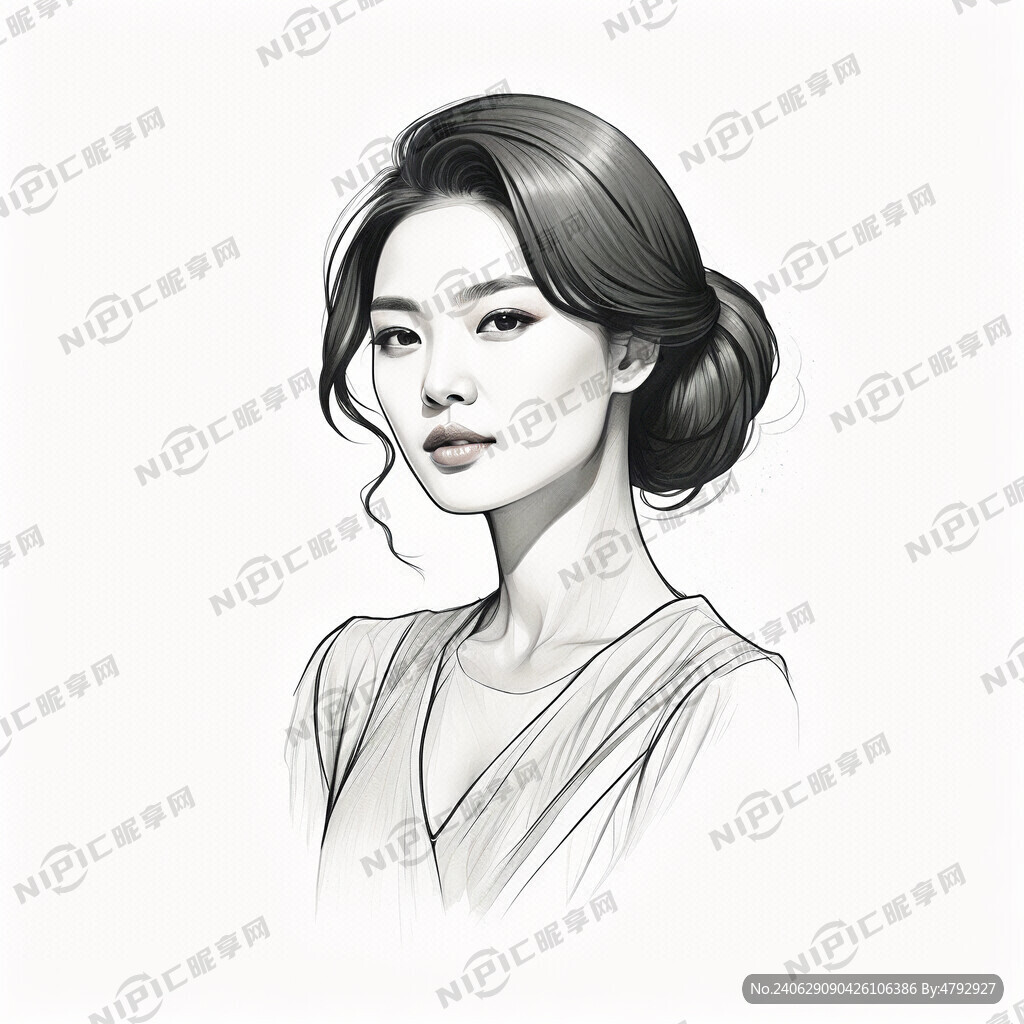 知性 优雅 女性 线条画 大方