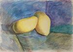 芒果彩铅水彩画