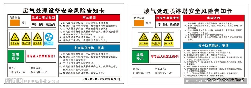 废气处理设备喷淋塔安全风险告知