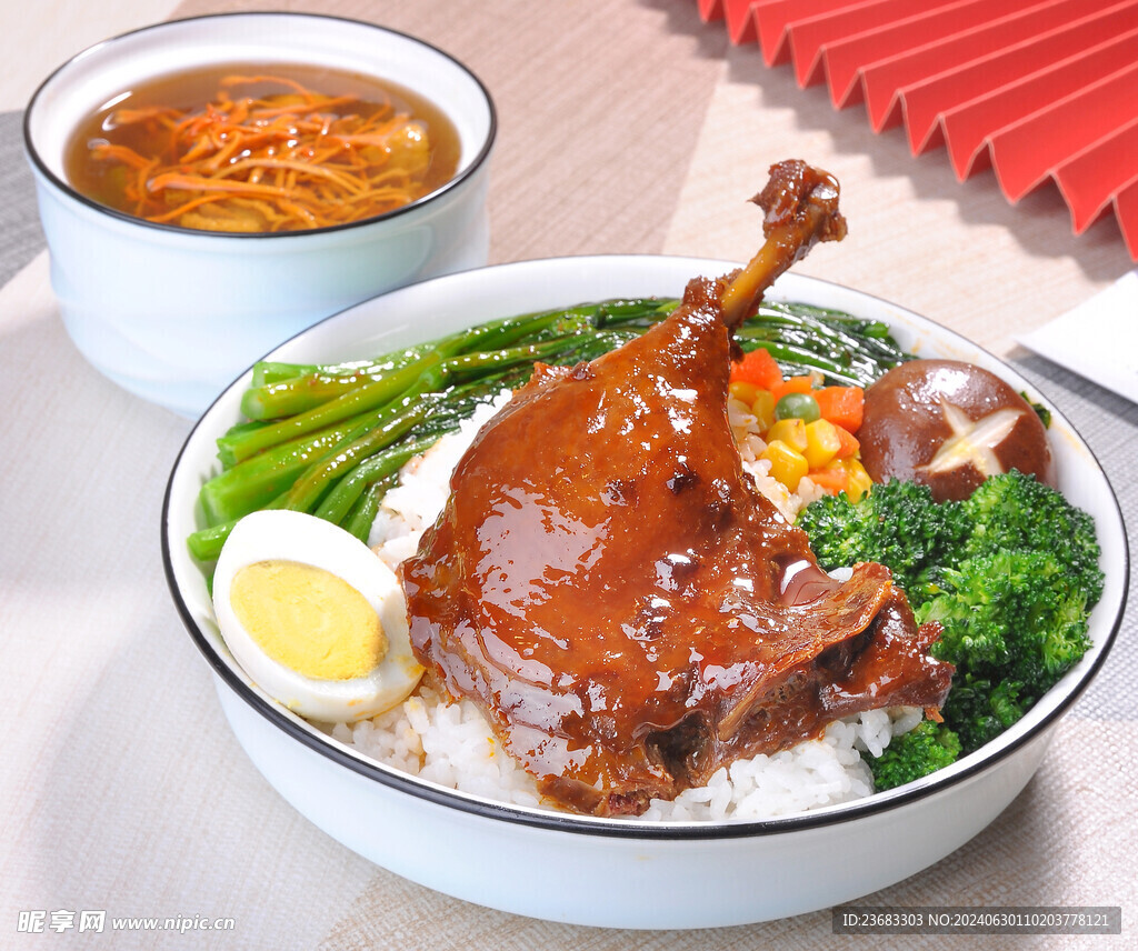 大鸭腿饭套餐美食图片