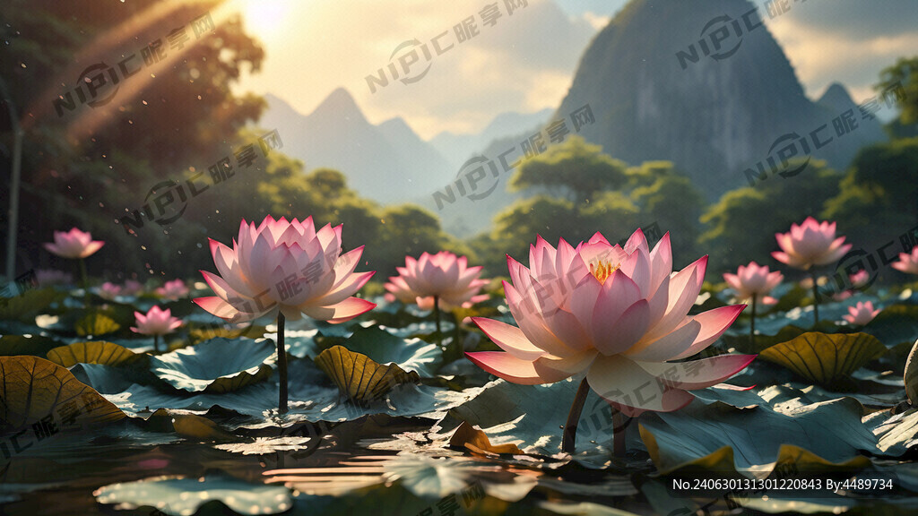 莲王争霸赛的背景、莲花、荷叶、