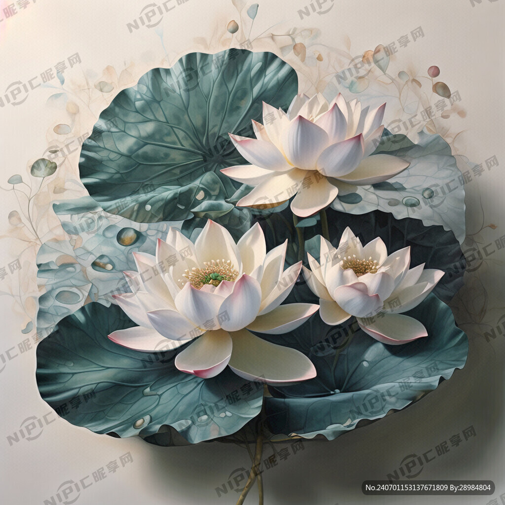 油画荷花