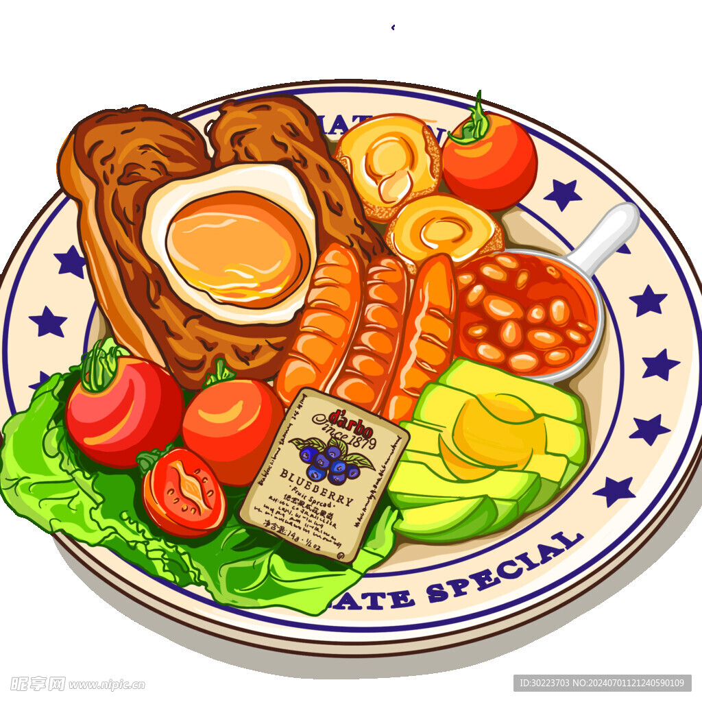 营养早餐手绘插画