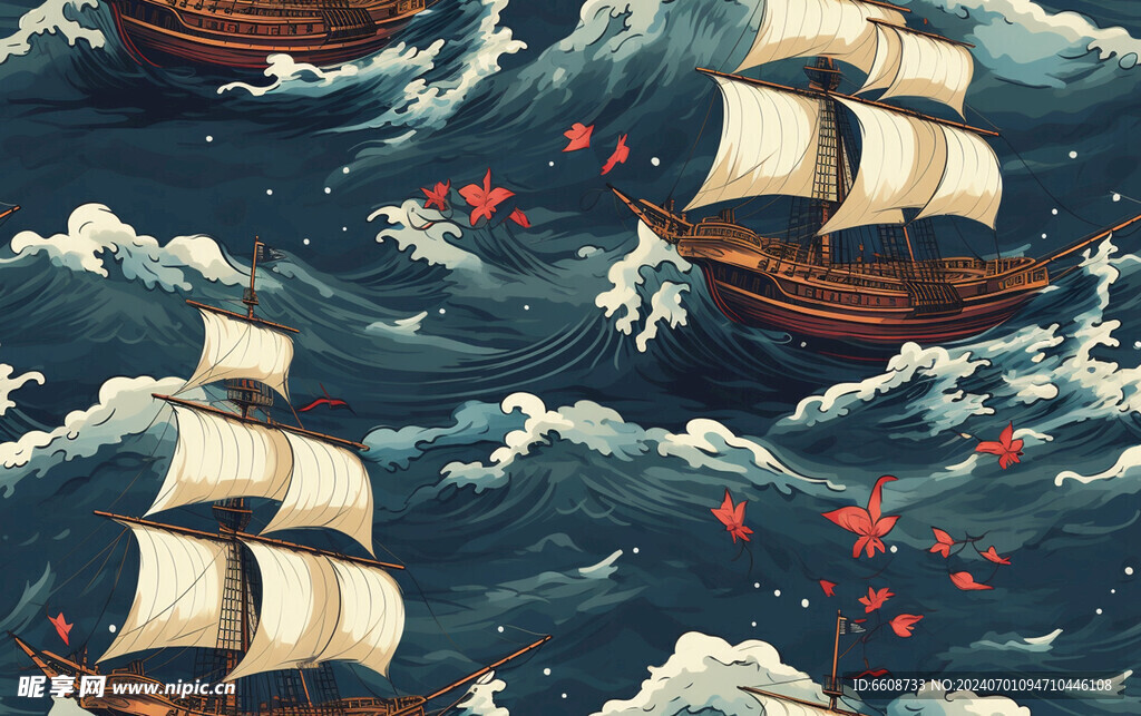 海盗船背景图案