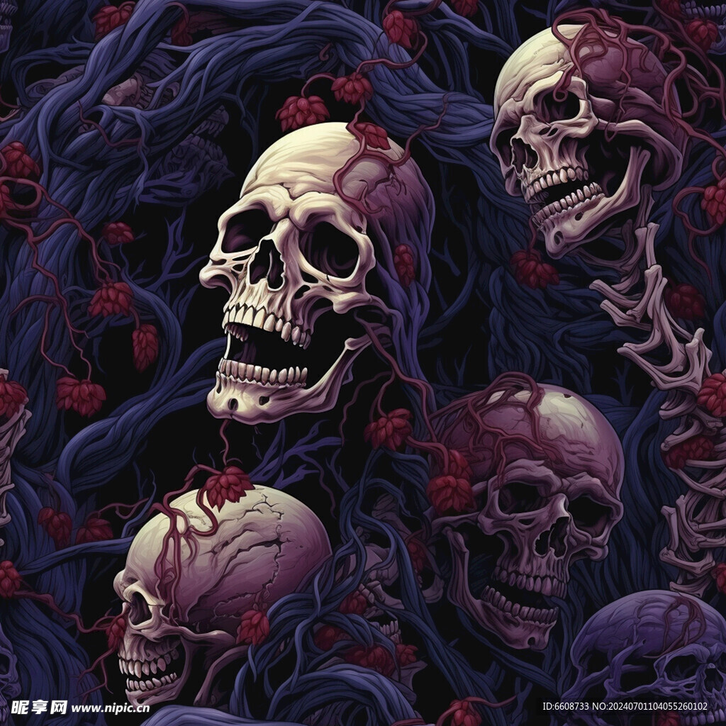 哥特朋克骷髅背景图案