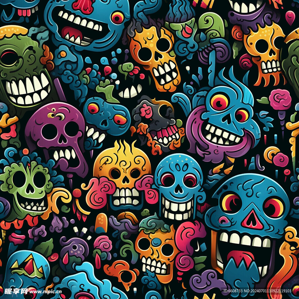 骷髅图案哥特朋克风格