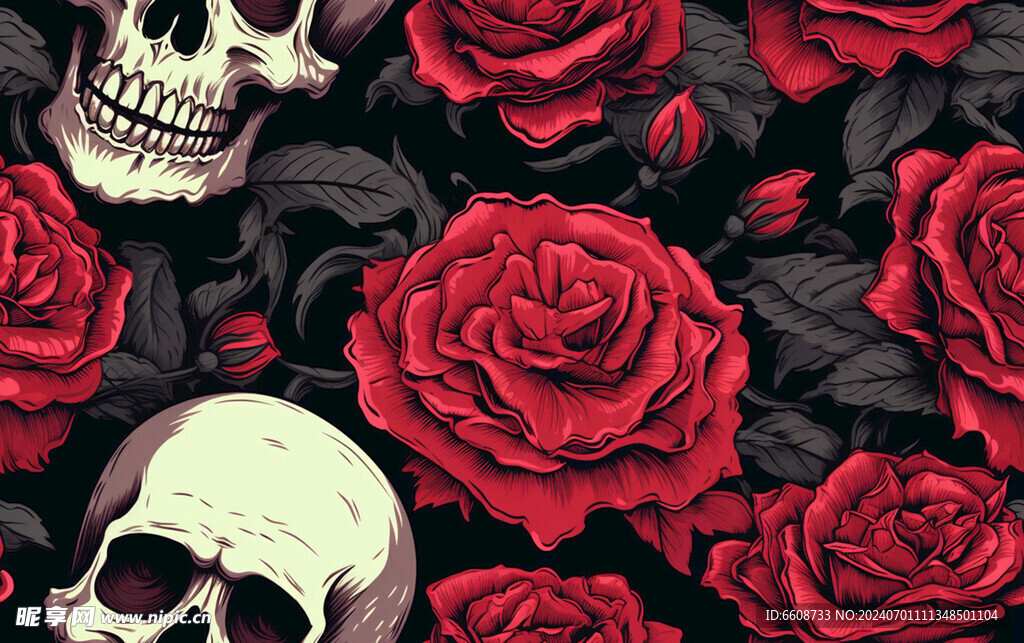 骷髅图案哥特朋克风格