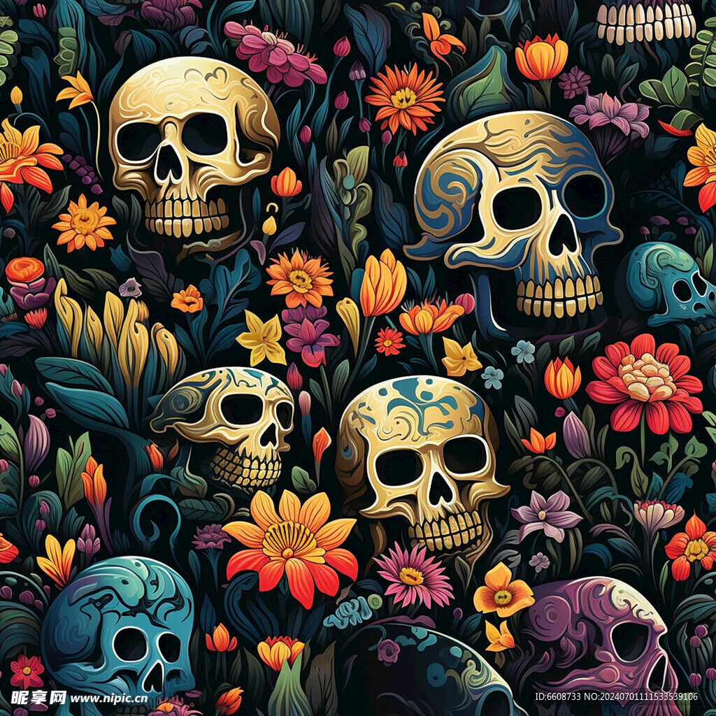 哥特朋克骷髅背景图案