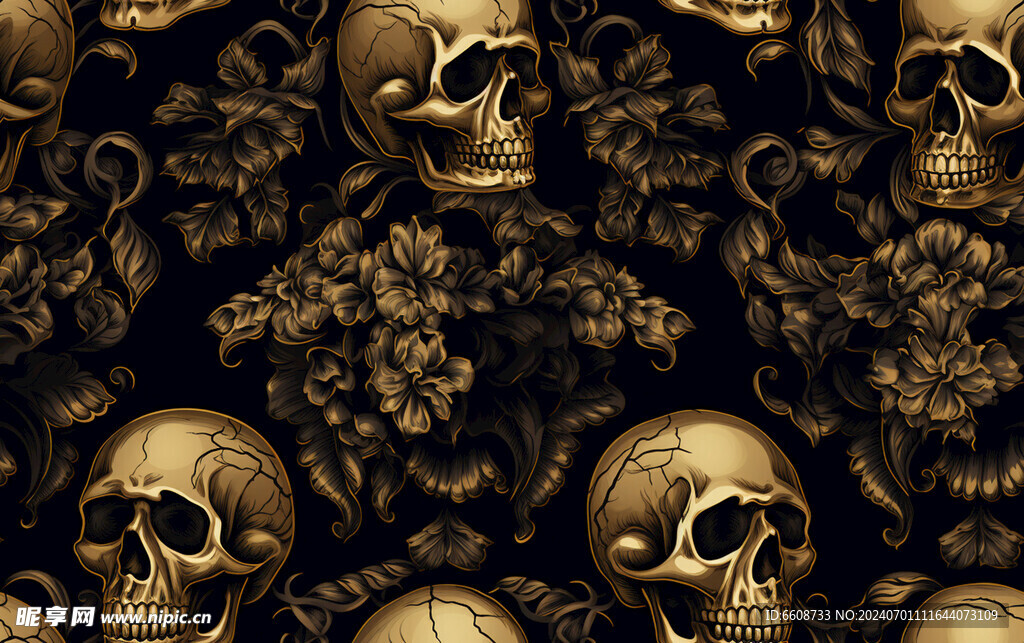 骷髅图案哥特朋克风格