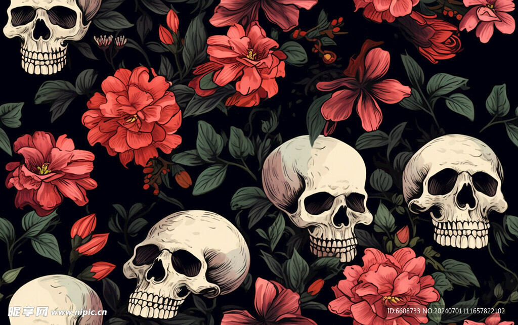 骷髅图案哥特朋克风格