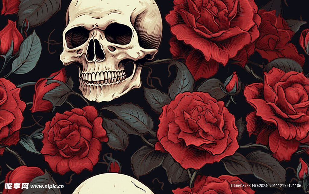 骷髅图案哥特朋克风格