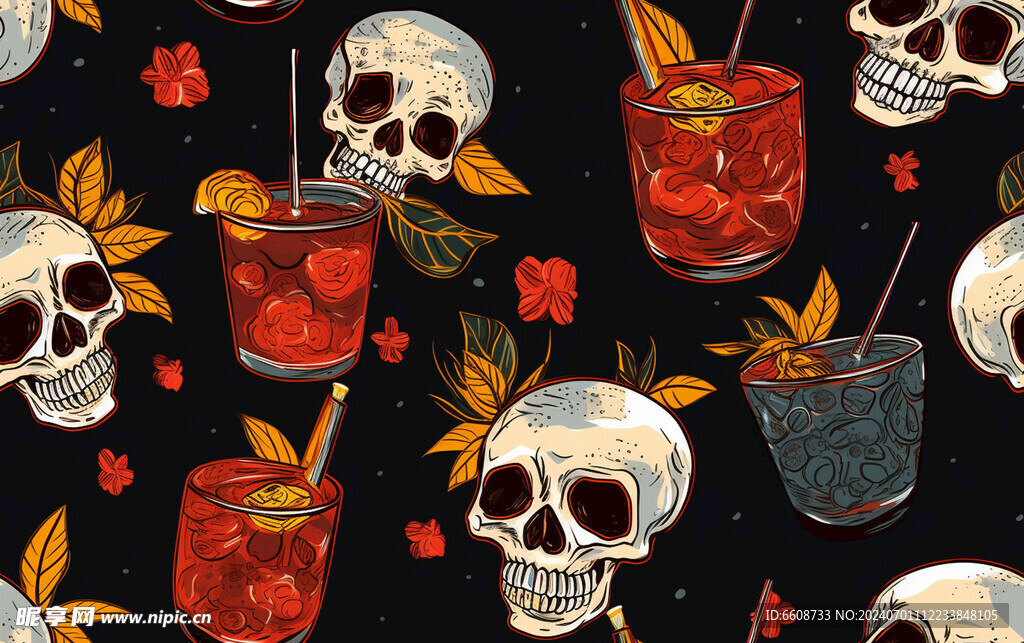 骷髅图案哥特朋克风格