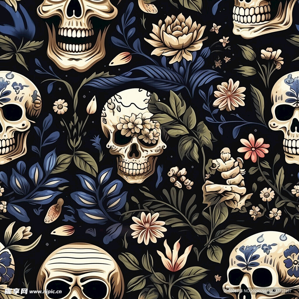 骷髅图案哥特朋克风格