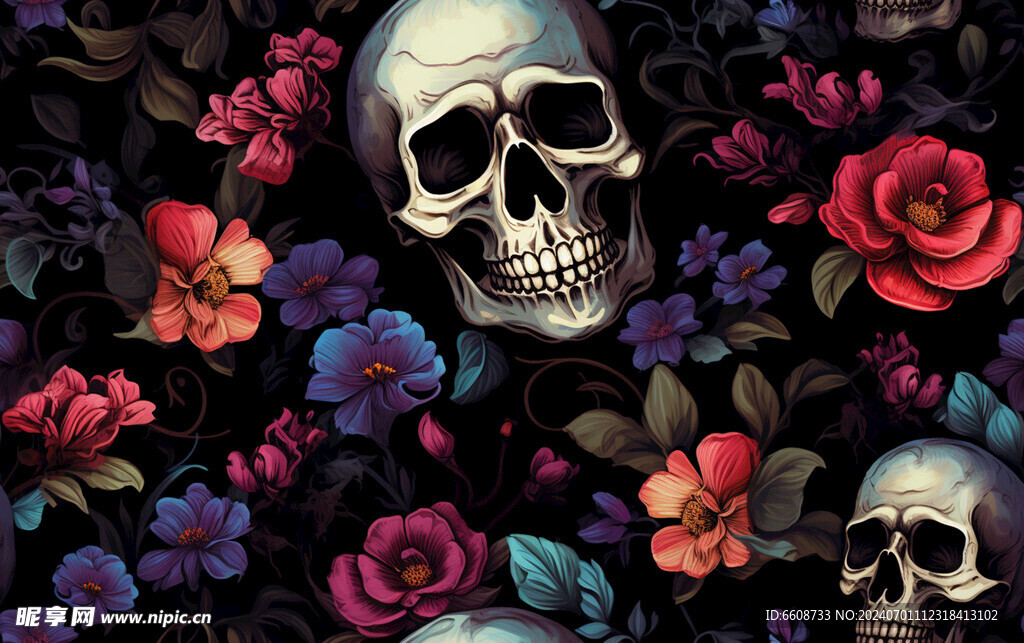 骷髅图案哥特朋克风格