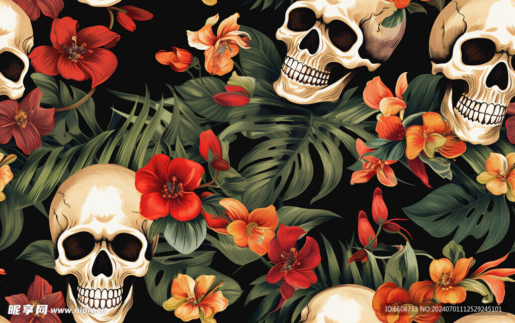 骷髅图案哥特朋克风格