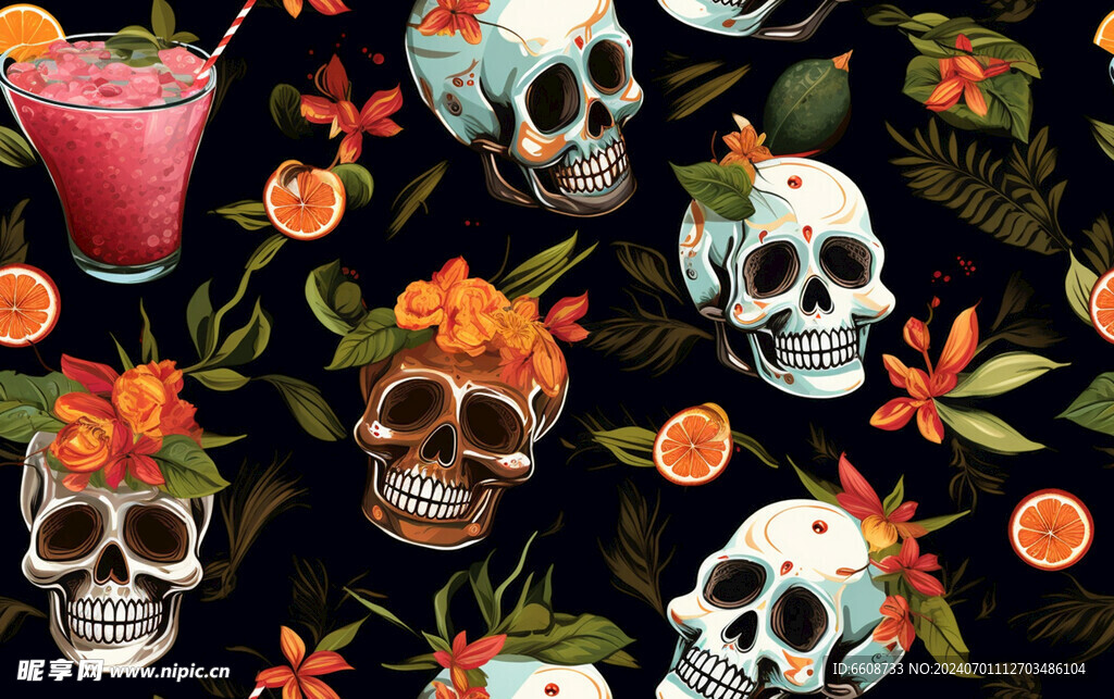 骷髅图案哥特朋克风格