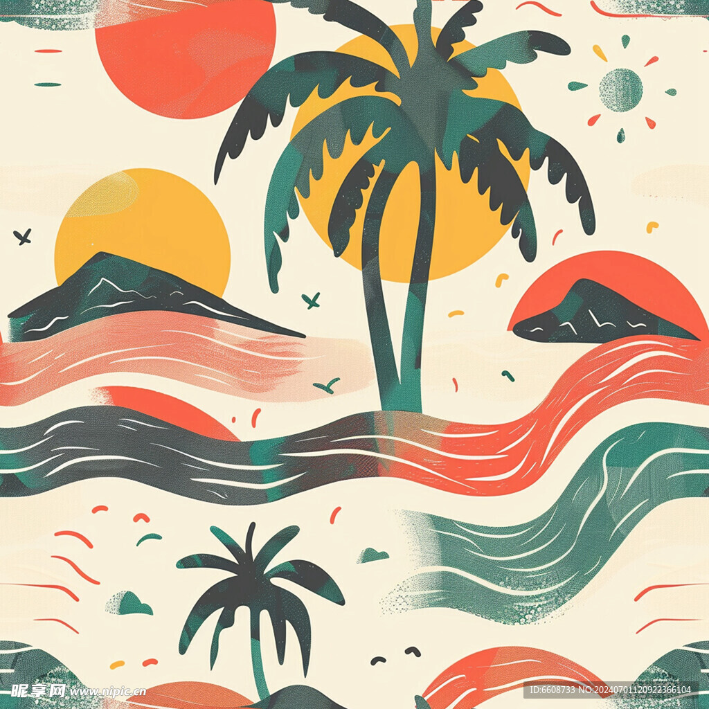 夏季海边背景图案海滩背景图案