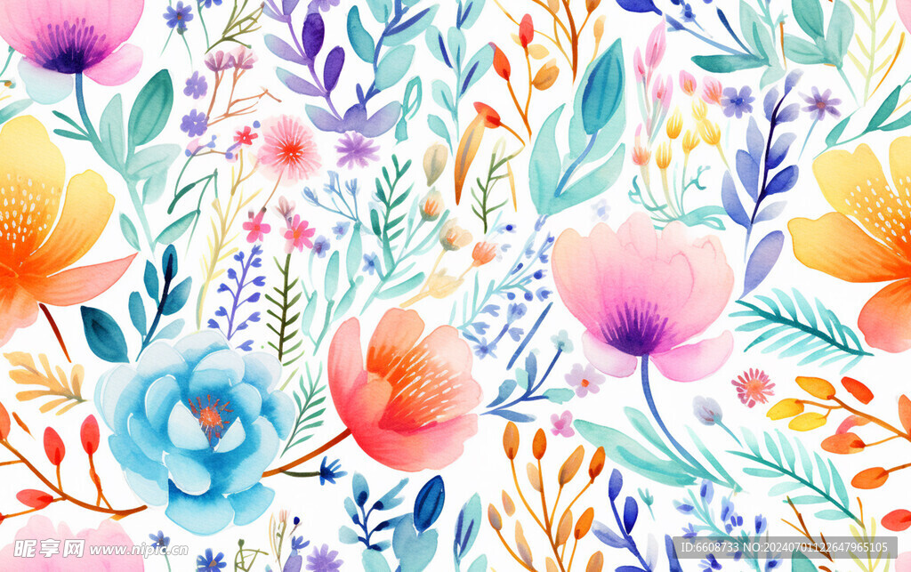 花朵鲜花水彩画