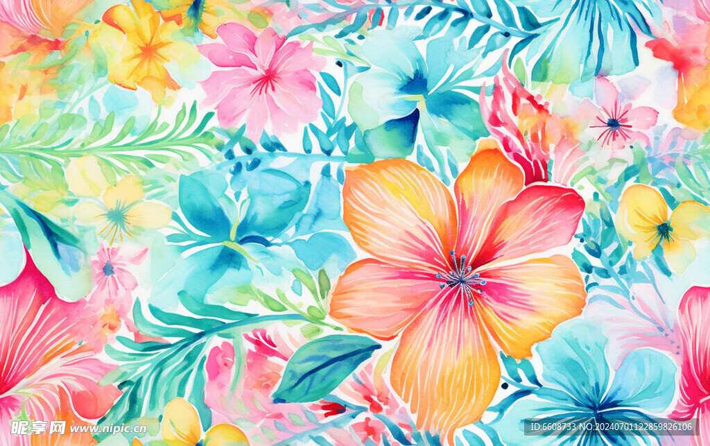花朵鲜花水彩画