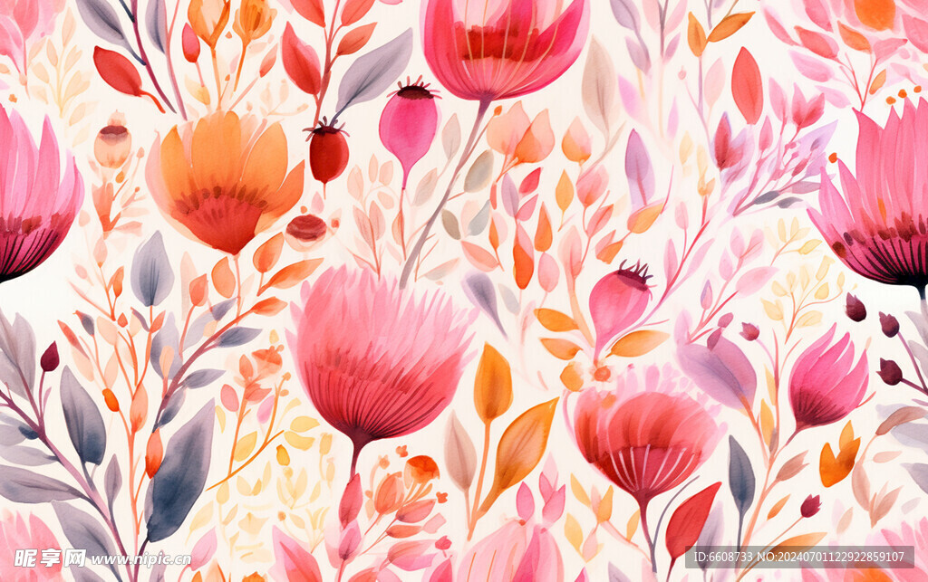 花朵鲜花水彩画