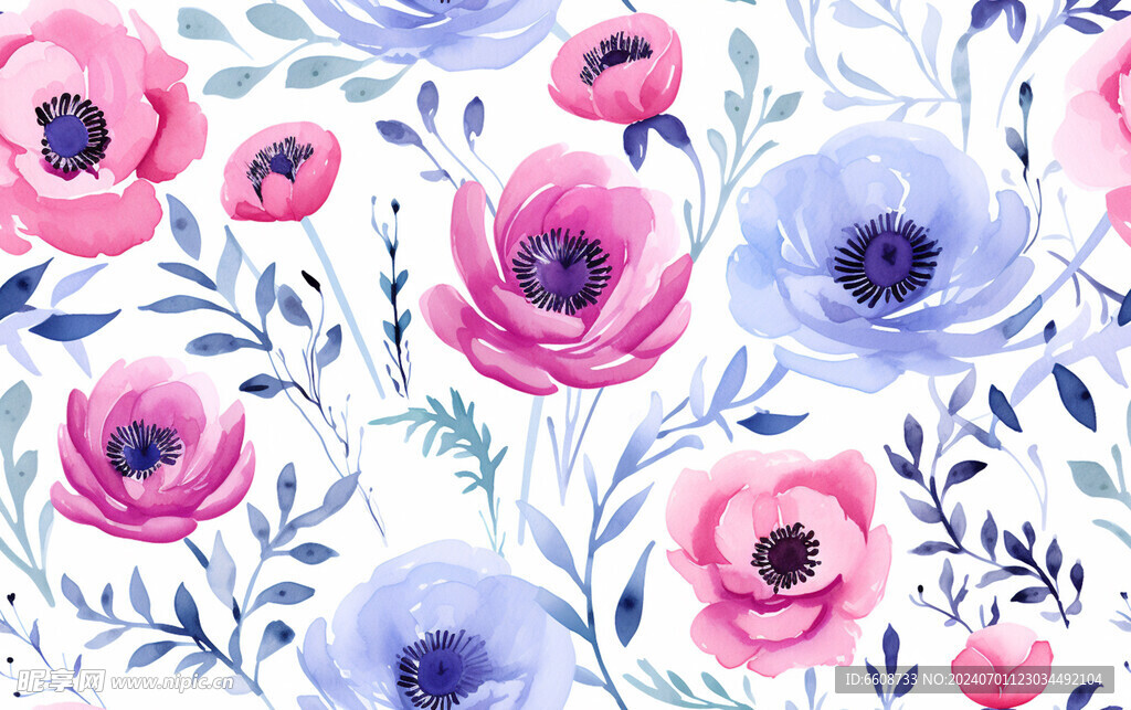 花朵鲜花水彩画