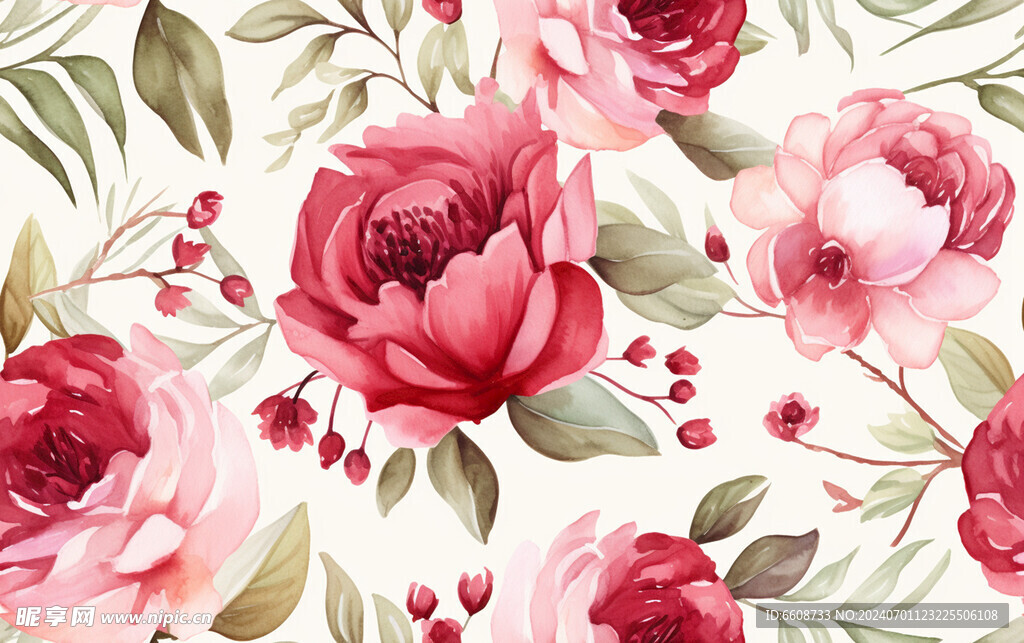 花朵鲜花水彩画
