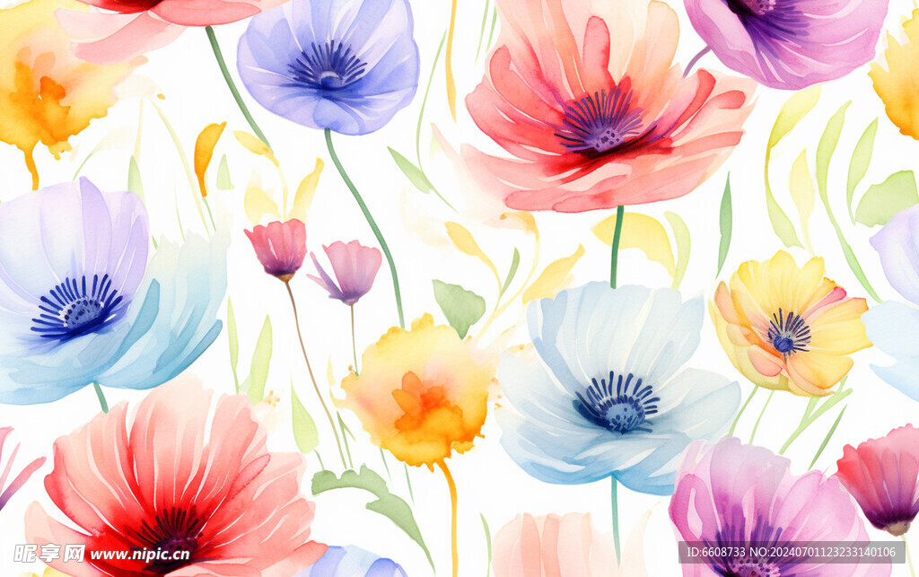 花朵鲜花水彩画
