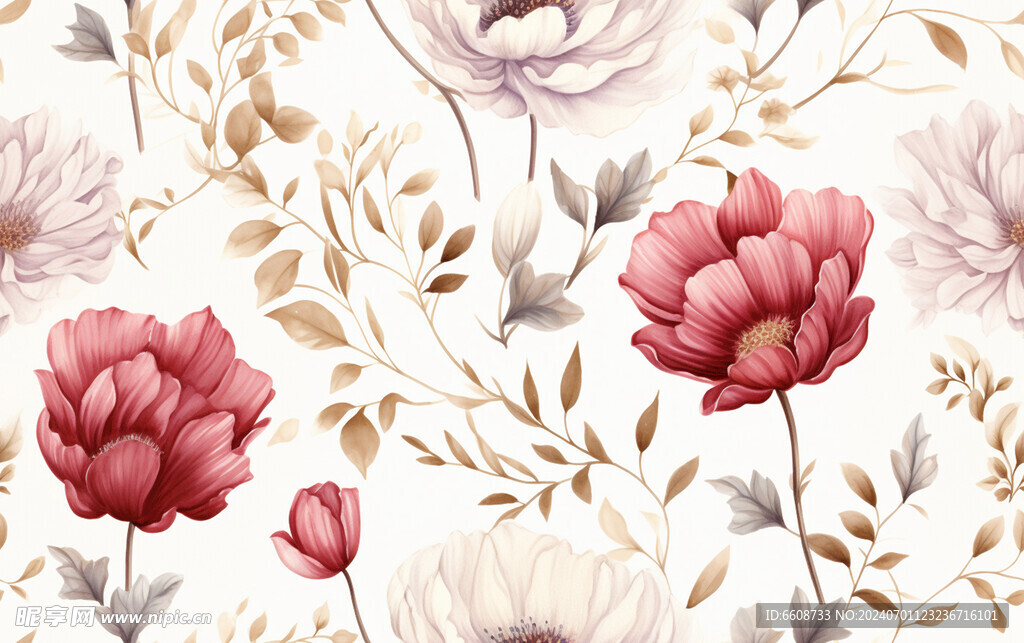 花朵鲜花水彩画