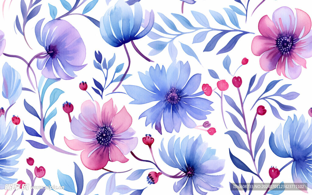 花朵鲜花水彩画
