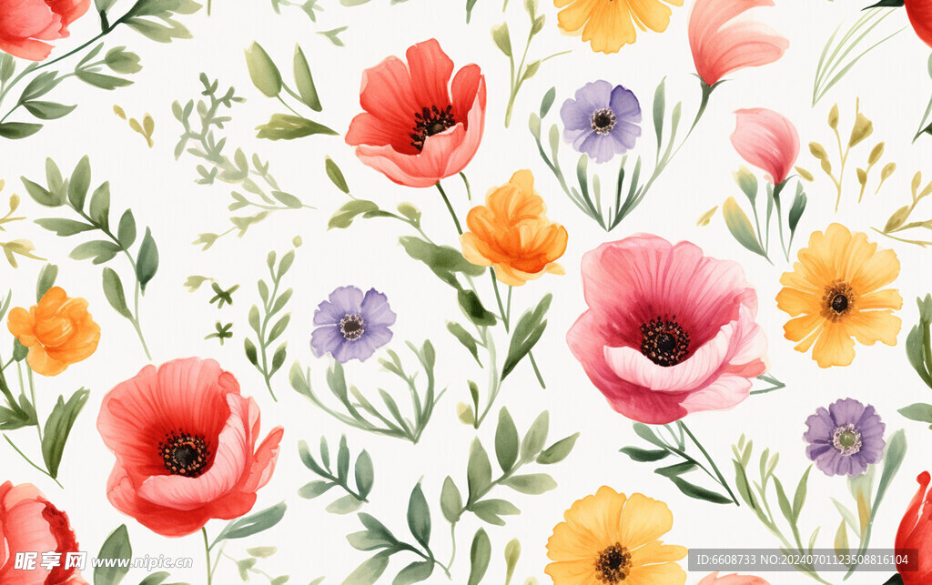 花朵鲜花水彩画